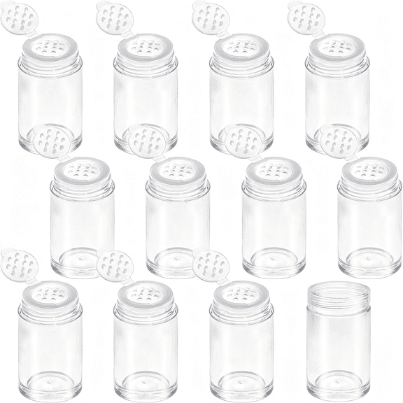 NORIZF 12Pcs Mini Loose Powder Jars Containers with Sifters&Lids,10Ml Mini Clear Empty Cosmetic Containers,Travel Spice Powder Containers for Face Powder,Glitter,Eyeshadow,And Travel Samples