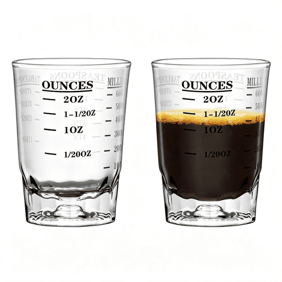NORIZF 2 Oz 4 Features Shot Glasses Measuring Cup Liquid Heavy Glass Wine Glass Espresso Shot -Incremental Measurement Heavy 60Ml (2,2 Oz Shot Glasses Black)