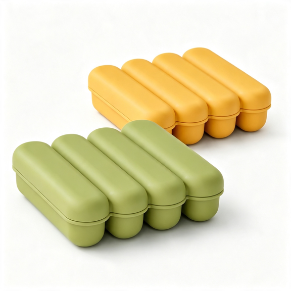 NORIZF 2-Pack Ice Stick Molds with Lids,Long Ice Cube Trays for Water Bottles Easy-Release Silicone Trays Make Slim Ice Sticks for Water Bottles,Sports Bottles&Tumblers Green&Yellow Set