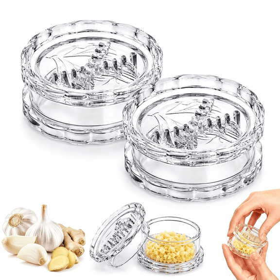 NORIZF 2Pcs Clear Manual Garlic Twister and Ginger Mincer Tool, Manual Garlic Twister and Mincer, Garlic Crusher, Garlic Grinder, Compact Garlic Mincer Tool, Ginger, Herbs (White-2Pc)