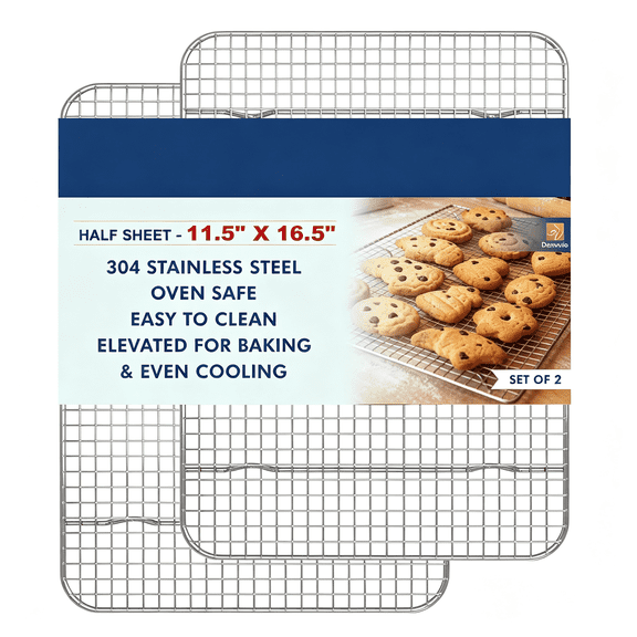 NORIZF 2Pcs Cooling Racks for Cooking&Baking-11.50"X16.50"Heavy Duty Stainless Steel Wire Rack for Baking,Grilling,Roasting-Oven&Dishwasher Safe-Fits Half Sheet Pan