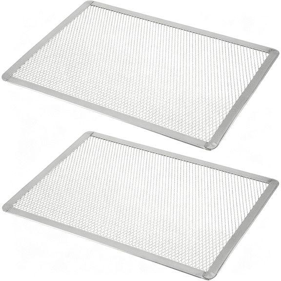 NORIZF 2Pcs Rectangular Pizza Screen 11X15.7 Inch,Nonstick Mesh Pizza Net,Aluminum Crisper Pan for Oven