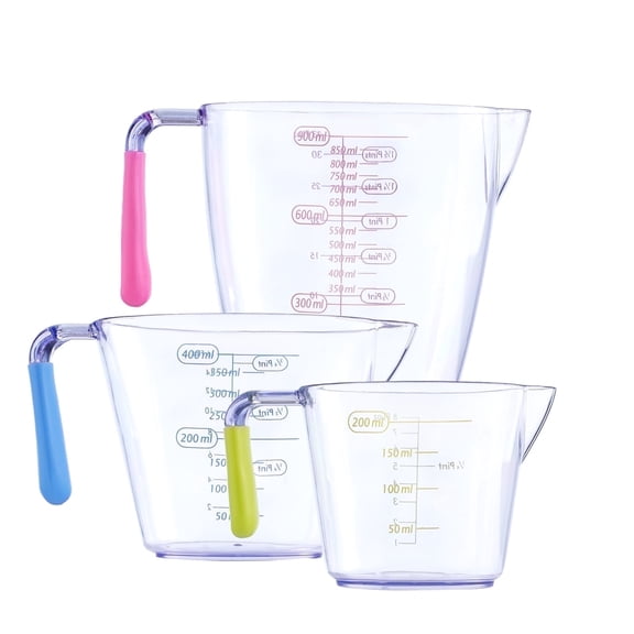 NORIZF 3 Piece Plastic Measuring Cups Set,Bpa Free Liquid Measuring Beakers for Baking Cooking with Handle&Spout,Easy Read and Wash Precise Liquid Measuring Cups