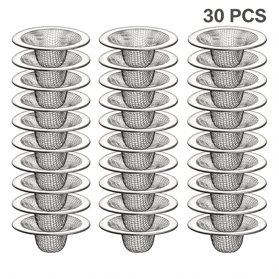 NORIZF 30Pcs Mesh Sink Drain Strainer Screen, 2.125 Small Drain Mesh Basket Bathroom Shower Drain Cover Hair Catcher Stainless Steel Filter Trap for Bathtub Lavatory Rv Laundry Floor Utility