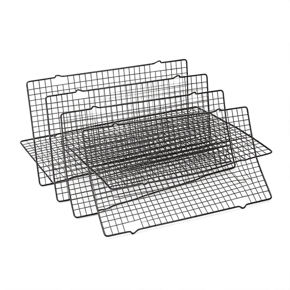 NORIZF 4 Pack Black Heavy-Duty Wire Cooking Rack Baking Racks, Nonstick Baking & Cooling Grid for Roasting, Cooking, Grilling, Drying Cooling Racks for Cooking and Baking - 16" X 10"