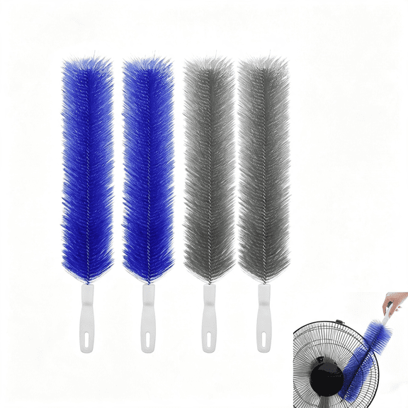 NORIZF 4 Pcs Cobweb Duster,Bendable Fan Duster,Plastic Fan Cleaner Brush,Microfiber Head Dusting Brush,Reusable Dust Remover for Air Conditioning Shutters,Ceiling Fan Blades,Air Vents,Curtains