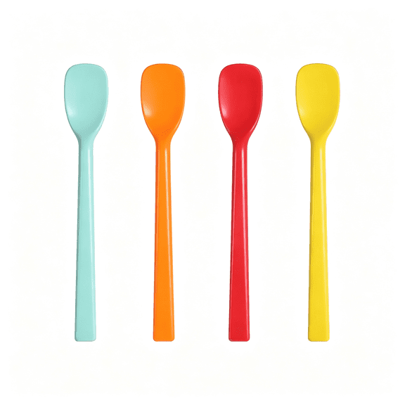 NORIZF 4Pcs Small Silicone Stirring Spoon,Small Multicolored Silicone Serving Spoons Quiet and Reusable Spatula Kitchen Nonstick Cooking Baking Mixing Scraping Tools for Sauce Seasoning Yogurt