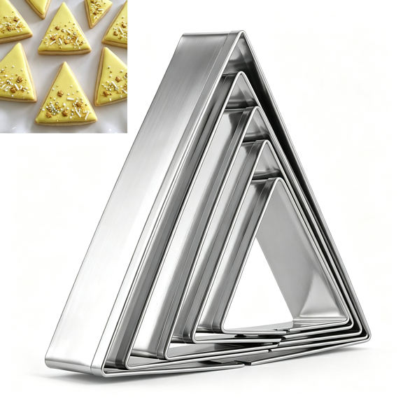 NORIZF 5 Pcs Triangle Cookie Cutter Set,Stainless Steel Triangle Cookie Cutter | Fondant Biscuit Sandwich Cheese Cutter Triangleshapes Molds Pastry Mold Bakeware Tools