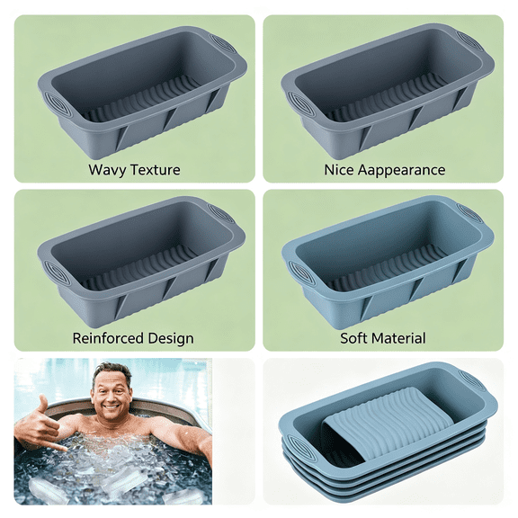 NORIZF 5Pcs Extra Large Ice Block Mold,Grey Silicone Ice Block Molds for Ice Bath Tub,Big Ice Cube Molds for Ice Bath,Ice Maker for Cold Plunge Or Coolers,Ice Tray Accessories for Ice Bath Chiller