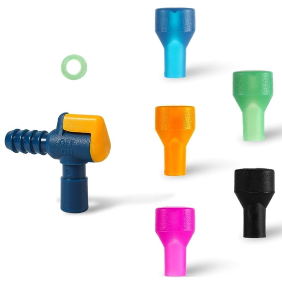 NORIZF 5Pcs Multi-Color Replacement Bite Valve Mouthpiece with Shutoff Valve & Tube O-Ring, Universal Hydration Bladder Mouthpiece Fit Most Water Backpack Hydration Pack Brands
