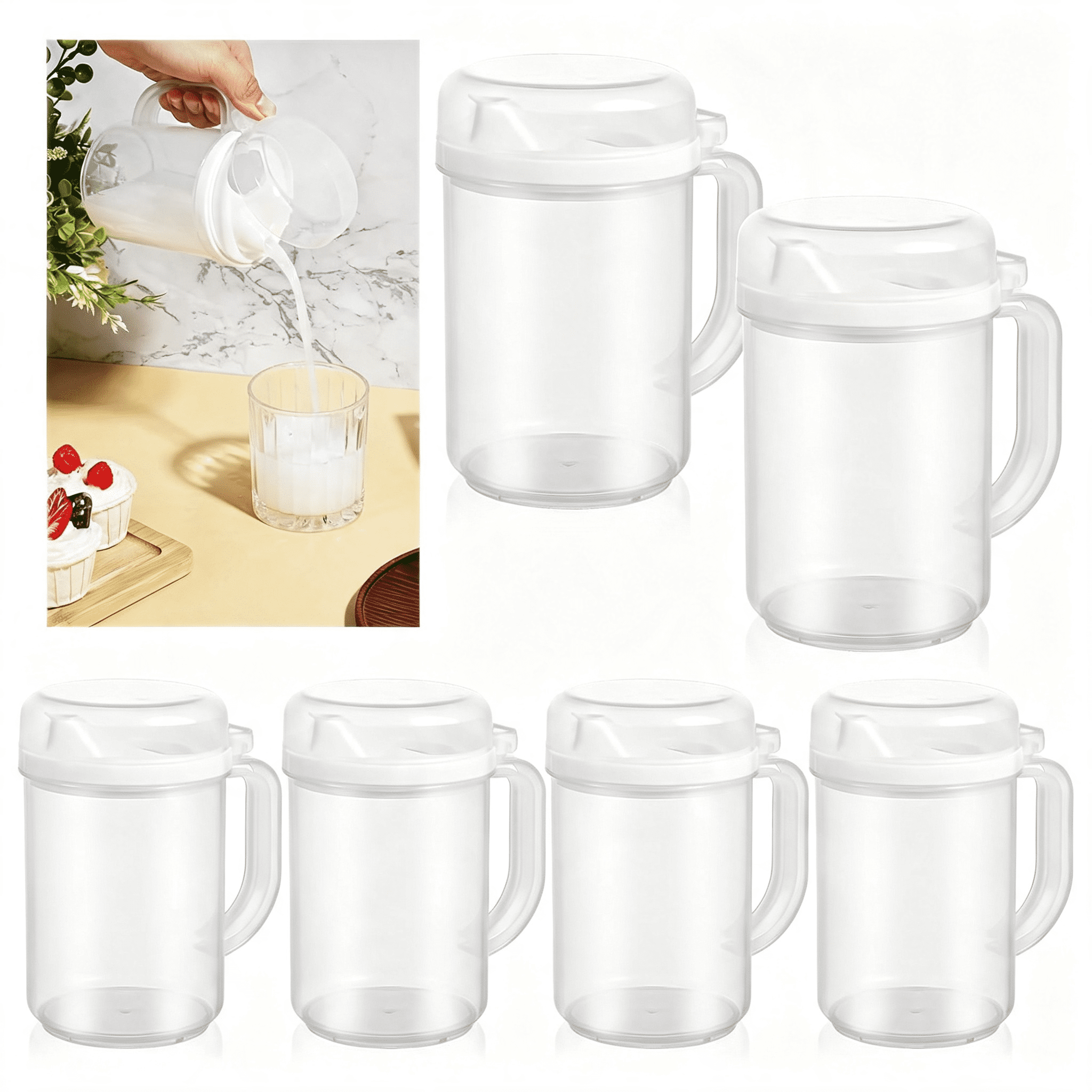 NORIZF 6 Pack Early Learning Kids Easy Pour Mini Pitchers 20 Oz Clear ...