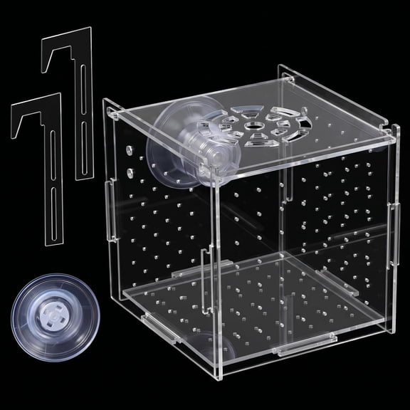 NORIZF Acrylic Breeder Box for Fish Tank, Fish Acclimation Isolation Box | Aquarium Breeder Box with Suction Cups for Small Fishes Shrimp Clownfish Guppy (3.9 * 3.9 * 3.9Inch)