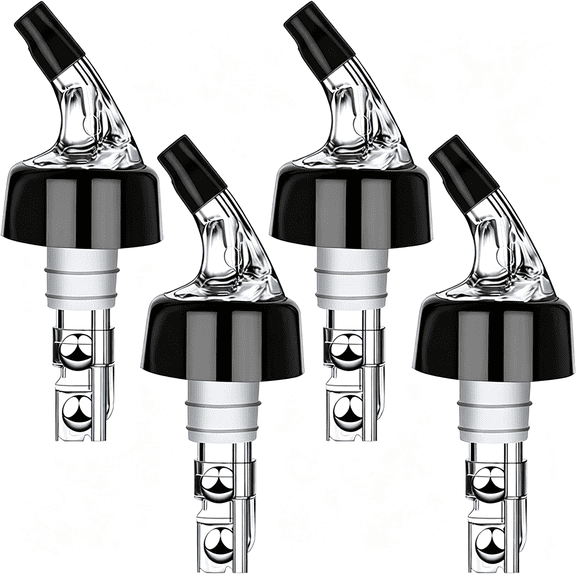 NORIZF Automatic Measured Bottle Pourer-Quick Shot Spirit Liquor Pour Spouts with Dust Caps for Wine Cocktail Beverages-Ideal Home Bar Tools 1 Oz / 30Ml (Clear,4 Pack)