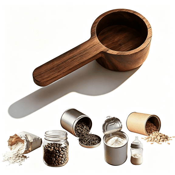 NORIZF Black Walnut Wood Coffee Scoop,Measuring Spoon for Coffee Beans,Tea,Flour and Oats,Natural Texture,3.86" 3.86" Natural Texture Coffee Scoop
