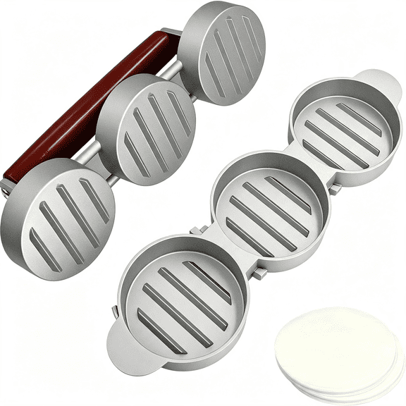 NORIZF Burger Press Patty Maker Set-3X2.5"Mold for Making Three Mini Patties at Once-Perfect for Sliders,Bbq,Picnic,Camping-Easy to Use&Clean