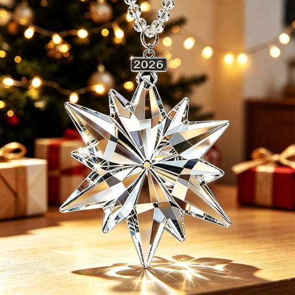 NORIZF Christmas Ornaments 2026, Crystal Glass Snowflake Ornaments for Tree | Crystal Snowflake, Star Ornaments, Dated 2026, Beautiful, Elegant, Cute, Unique Christmas Ornament Gift for Women Girls