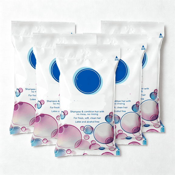 NORIZF Cleanlife Products Shampoo Cap (5 Pack) - Waterless,Rinseless Hair Washing and Conditioning Shower Caps for Bathing Elderly,Bedridden,Hospital Patients - Disposable,Hypoallergenic