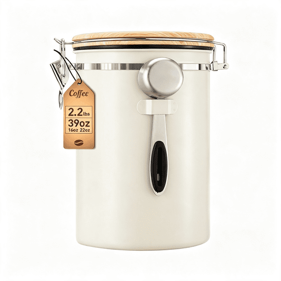 NORIZF Coffee Canister,50Oz,Large Airtight Stainless Steel Container|Gifts,Kitchen Food Storage Jars for Beans,Ground,Espresso,Rice,Tea,Sugar,Cereal,Cookie,Lids,Scoop,Cream