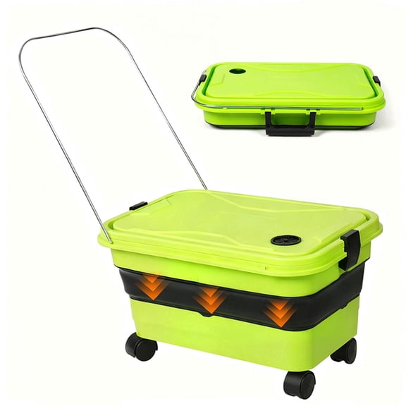 NORIZF Collapsible Bucket 5.8 Gallon 22L with Wheels Handle Drain Plug Water Outlet for Portable Pressure Washer Cordless Car Washing Camping Rv Pet Bath Multi-Use