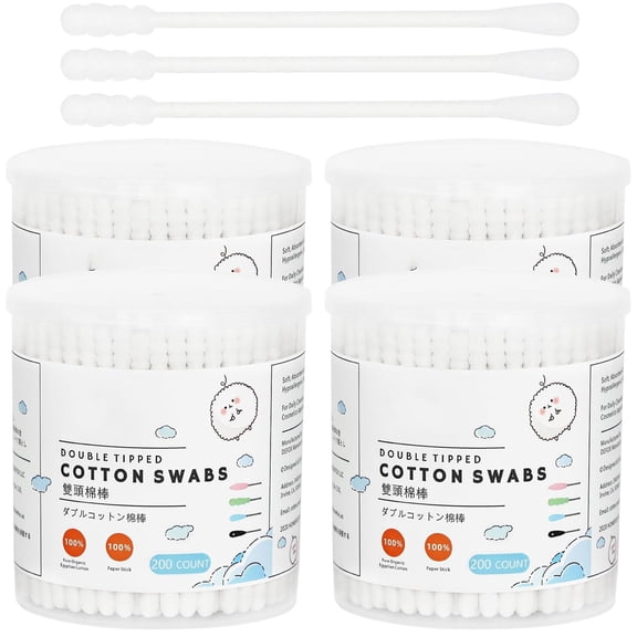 NORIZF Cotton Swabs Spiral - 800 Count Organic Cotton Buds Double Side Tightly Wrapped Cotton Tips Paper Stick Soft Gentle Lint-Free Cruelty-Free, Round &Amp; Spiral (White)