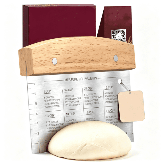 NORIZF Dough Scraper - 6" Bench Scraper - Dough Cutter with Ruler - Pastry & Cake Scraper - Kitchen Tools Sourdough Baking Supplies - Bread Making Tools & Accessories for Home Bakers