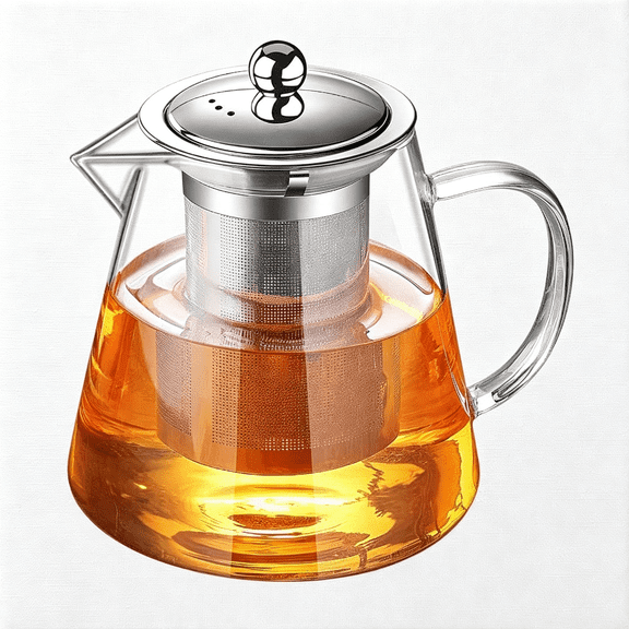 NORIZF Glass Teapot with Infuser Tea Pot 950Ml/32Oz Tea Kettle Stovetop Safe Blooming and Loose Leaf Tea Maker Set(32Oz/ 950Ml),Durable Glass Teapot with Infuser