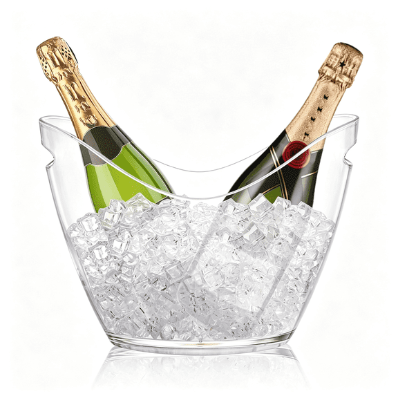 NORIZF Ice Bucket,Clear Acrylic 3.5 Liter Storage Tub,Beer Bucket Beverage Chiller Bin for 2 Wine,Champagne Bottles,Beer Bottles Crystal Clear Clear Bucket