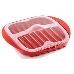 NORIZF Microwave Bacon Tray with Splatter-Proof Lid, Microwavable Bacon Grill & Maker,Wave Anti-Stick Design,Quick and with No Mess Microwave Bacon Cooker