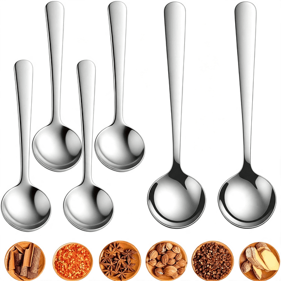 NORIZF Mini Spoons for Spice Jars, 6 Pcs Tiny Stainless Steel Spoons Set (3.5"&Amp; 5.1"), Small Metal Seasoning Spoon for Salt, Sugar, Coffee, Honey, Condiment, Silver