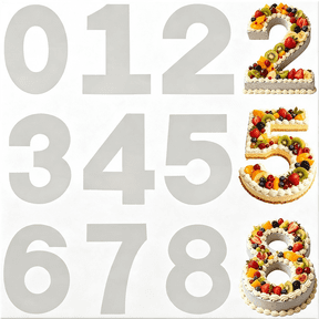 NORIZF Number Cake Mold Baking Forms Moulds,9Pcs 0-8 Cake Number Stencils,12In Numbers Cake Pans,Flat Plastic Mold Numerical Templates Cutting for Diy Cakes Cookies Pastry Home Party Supplies