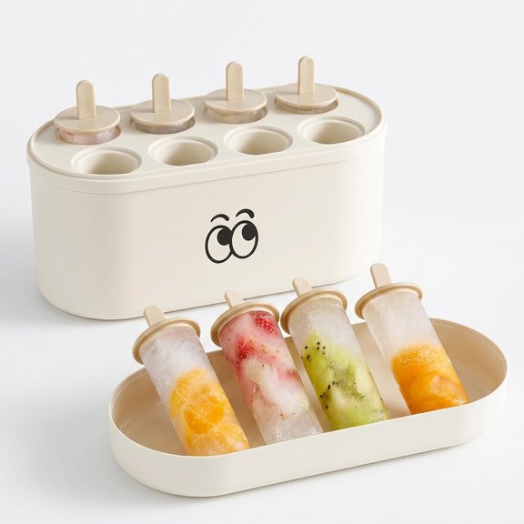 NORIZF Popsicles Molds,8Pcs Popsicle Holders for Kids Toddlers&Adults with Sticks and Lid,Homemade Popsicle Molds Set,Reusable Easy Release Ice Molds Pop Mold Frozen Treats Maker (Round)