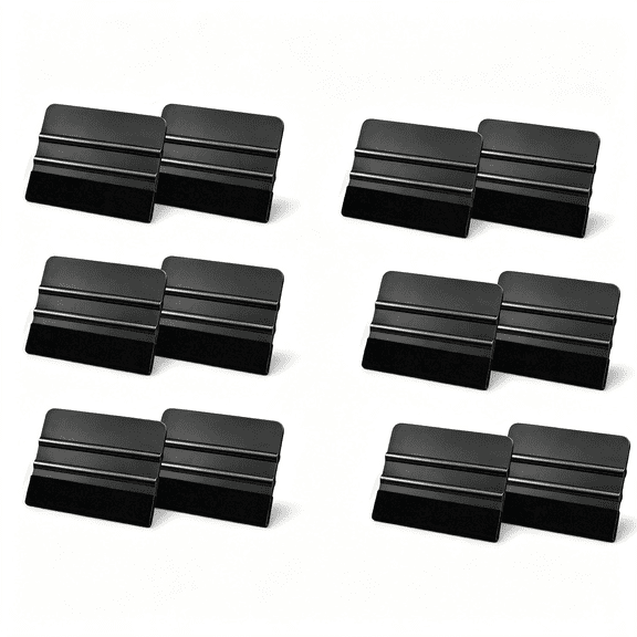 NORIZF Professional Value 12 Pack Pp Black Felt Edge Vinyl Squeegee Tool 4 Inch Plastic Scratch Free Car Wrap Scraper Decal Applicator for Window Tint Film Wallpaper Smoothing Tool