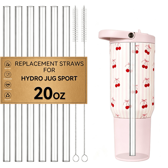 NORIZF Replacement Straws for Clear Tritan Reusable Straw for Sport 20Oz Cups, Hard Plastic Drinking Straws with Cleaning Brush, Bpa Free,Dishwasher