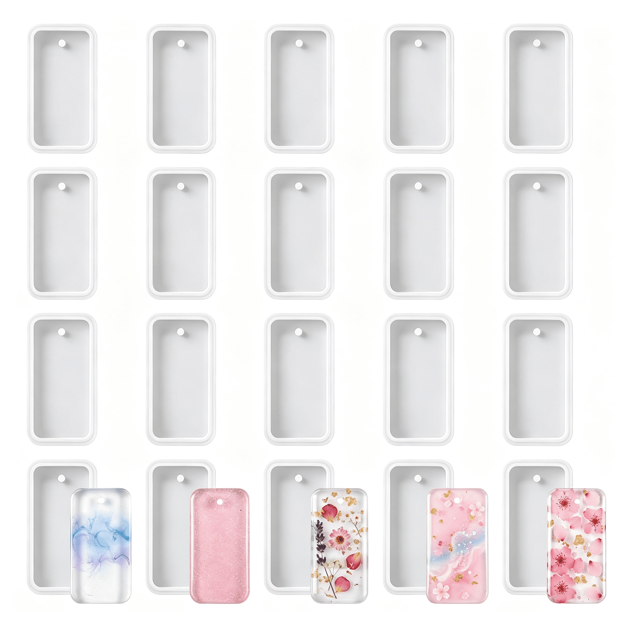 NORIZF Resin Keychain Molds, 20 Pcs Rectangle Jewelry Casting Molds ...