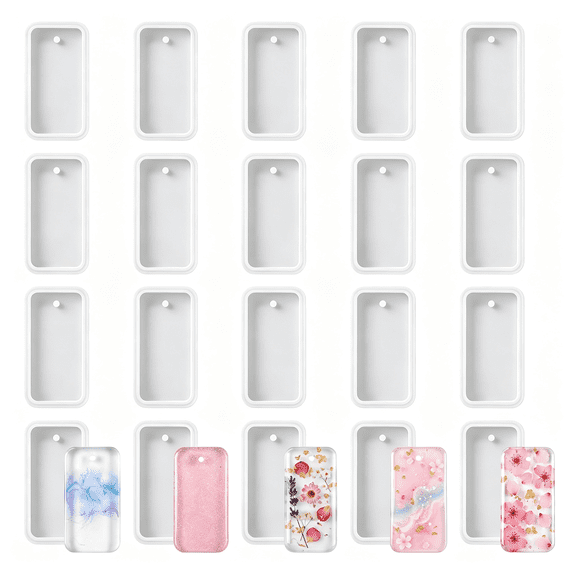 NORIZF Resin Keychain Molds, 20 Pcs Rectangle Jewelry Casting Molds ...