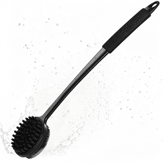 NORIZF Silicone Back Scrubber for Shower,17"Lengthen Long Handle Body Brush,Double Sided Shower Brush for Shower Exfoliating and Massage,Can Produce Rich Foam,Non Slip Grip Back Scrubber for Men