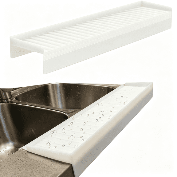 NORIZF Silicone Sink Edge Protectors - Multifunction Accessories,Splash Guard &Amp; Draining Mat for Kitchen,Bathroom Sink,Steel,Granite,Quartz Countertops (Transparent-1,4 * 20In)