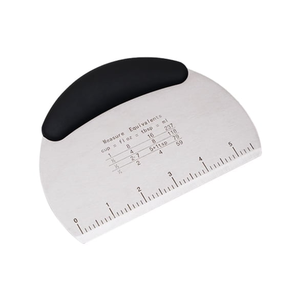 NORIZF Stainless Steel Dough Scraper with Measuring Scale-6.2-Inch Multifunctional Spatula for Vegetables,Bread,Pizza&Pastry,Black Baking&Kitchen Tool