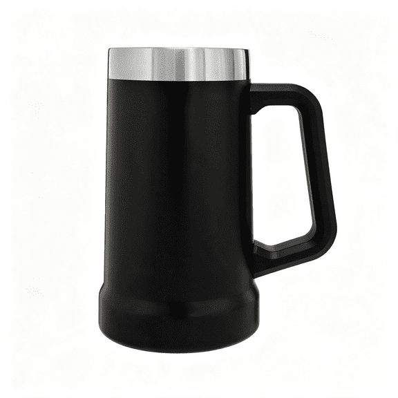 NORIZF Stay-Chill Beer Stein 24 Oz | Heavy Duty Big Grip Handle | Beer Tumbler Drink Cup, Holds 2 Cans | Insulated Stainless Steel Party Mug | Bpa-Free | Matte Black
