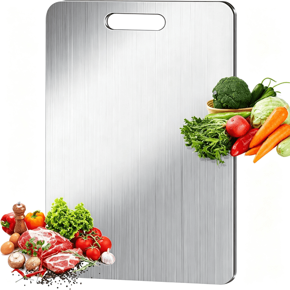 NORIZF Titanium Cutting Board for Kitchen-100% Pure Titanium Cutting Boards,Food Grade 304 Stainless Steel Cutting Board Set for Meat,Fruit&Vegetable(13.4 * 9Inch)