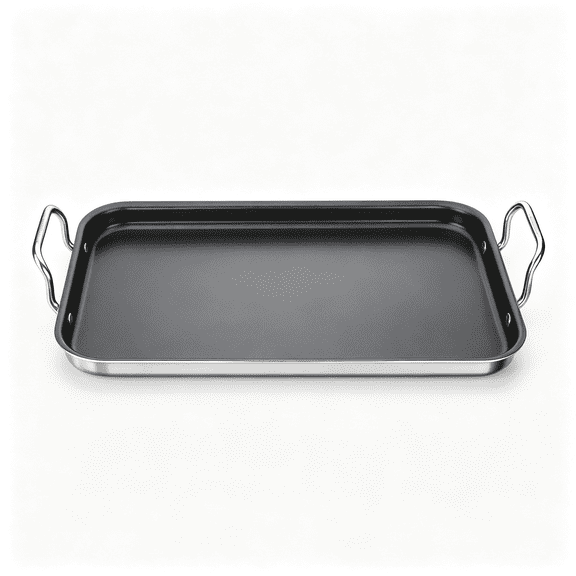 NORIZF Triple Ply Stainless 10" X 18" Non-Stick Double Burner Griddle Stainless Steel Griddle