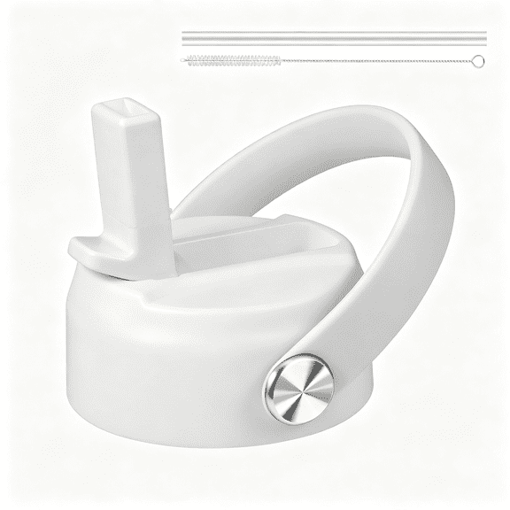 NORIZF Wide Mouth Straw Lid with Flip Top, Replacement Cap with Straw for 18 32 40 Oz Wide Mouth Water Bottle & 12 16 20 Oz Coffee Flask, Bpa-Free Leakproof Sports Lid (White)