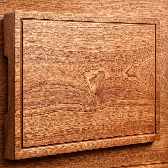 NORIZF Wooden Cutting Board for Kitchen Solid Sapele Wood Chopping Board One Piece Thick Hard Non Toxic with Juice & Built-In Handle Butcher Block(15*10.2*1Inch)