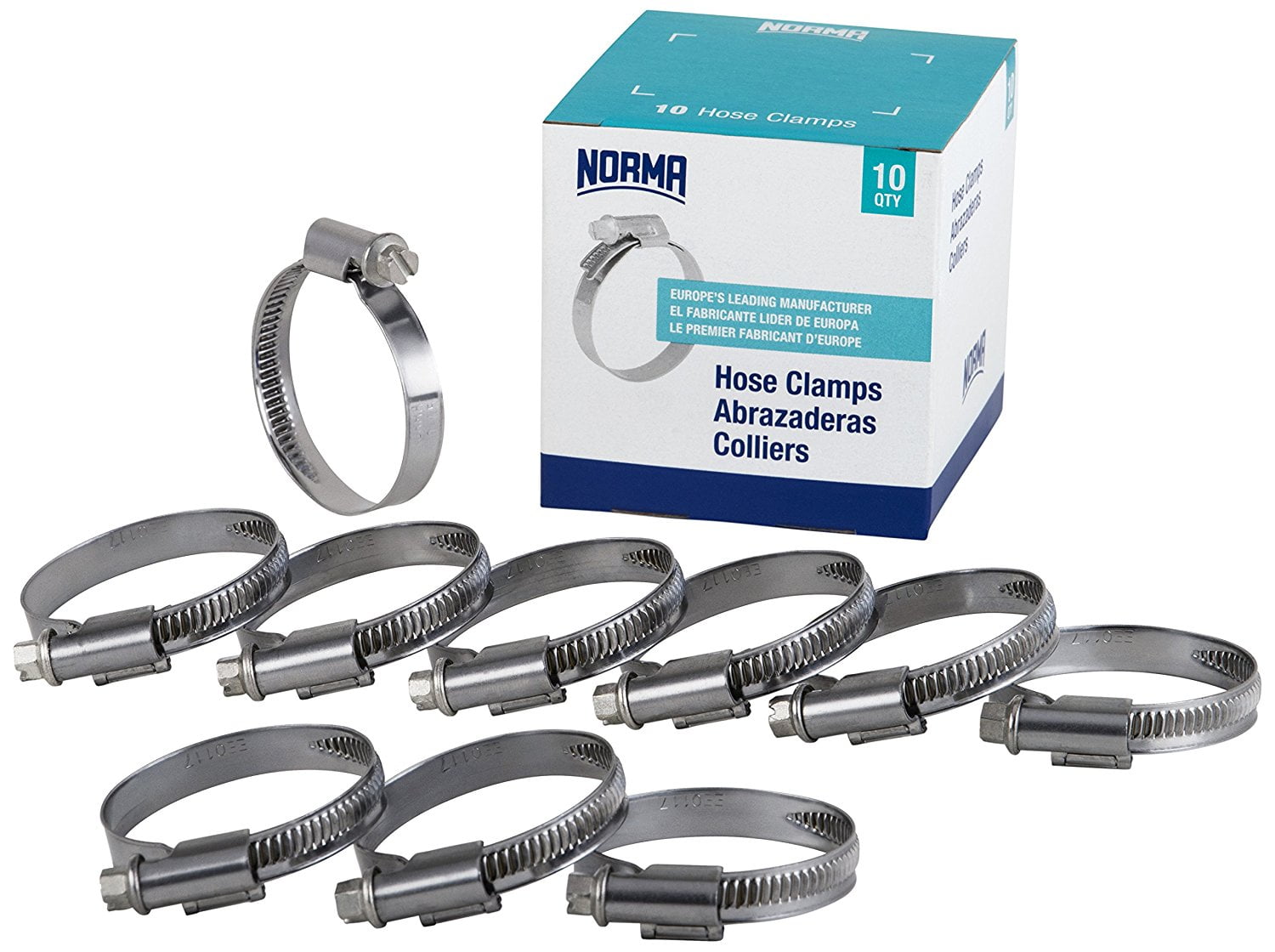NORMA 01266704060-000-0542 Hose Clamps, 50 mm-70 mm x 9 mm W4 (Pack of 10)