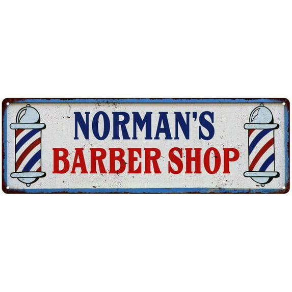 NORMAN'S Barber Shop Hair Salon Gift Metal Sign Retro 6x18 206180031362