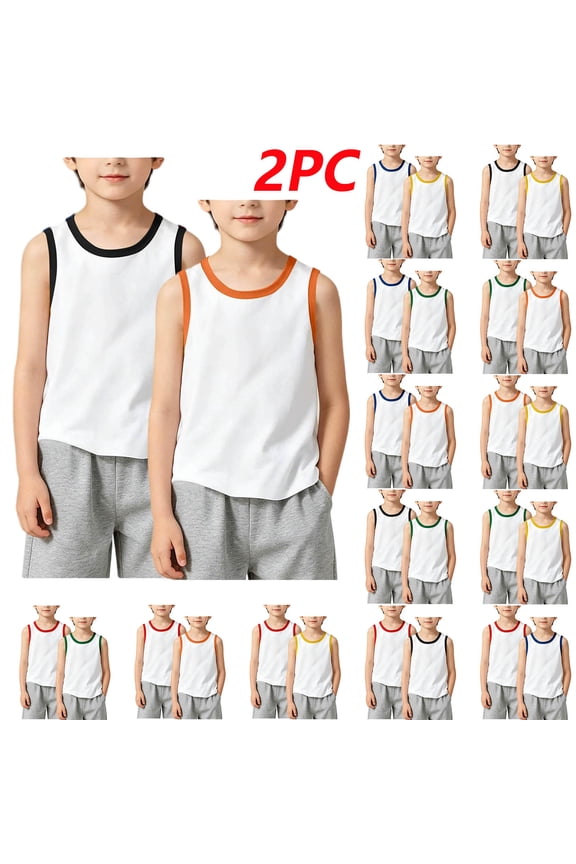 Boys Girls Cotton Tank Top (2-12) Thin Breathable Sleeveless - Summer Underlayer Undershirt Gold Size 4T