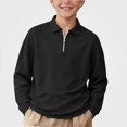 thumbnail image 1 of NORO ARK Boys Long Sleeve Polo Shirt (3-15) School Uniform with Half-Zip Tops Black Size 11, 1 of 9