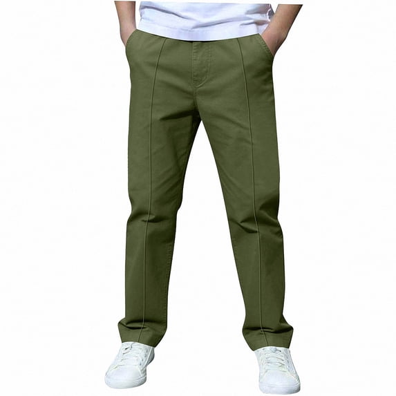 NORO ARK Boys Pants (3-14 Years) Solid Color Casual Versatile Polyester Trousers Army Green Size 9