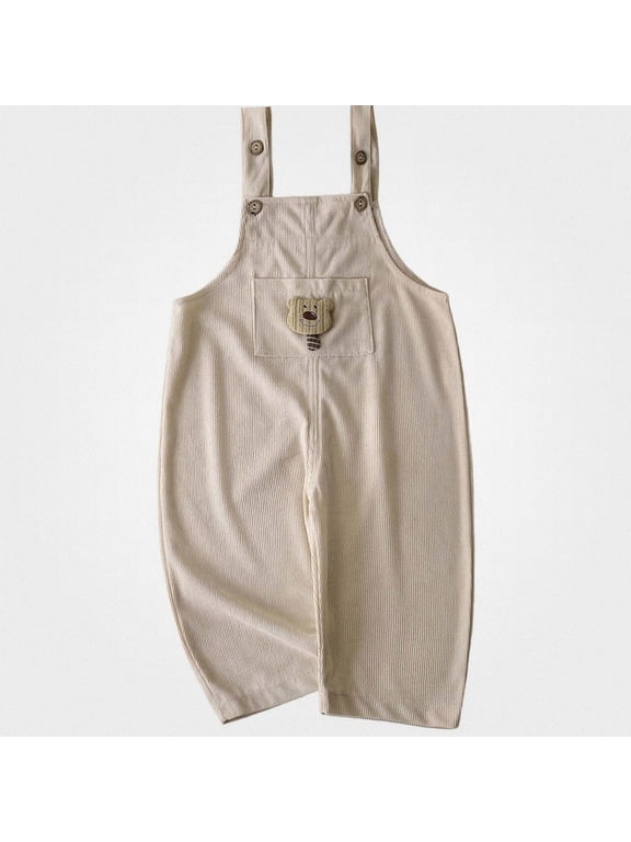 Kids (0-1 Years) Cute Casual Corduroy Overalls Khaki Size 3-6M