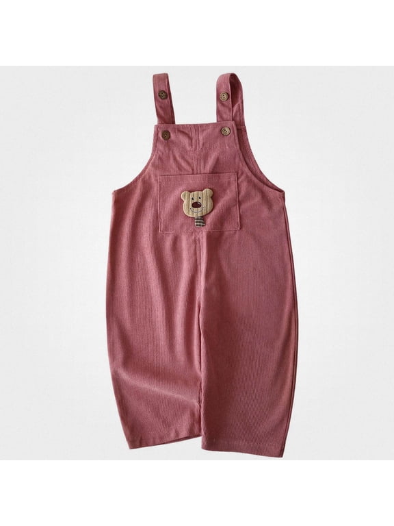 Kids (0-1 Years) Cute Casual Corduroy Overalls Pink Size 3-6M